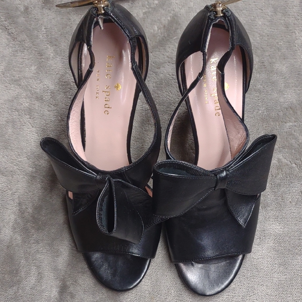 Kate Spade Pink and Black Heels with Bow Detail